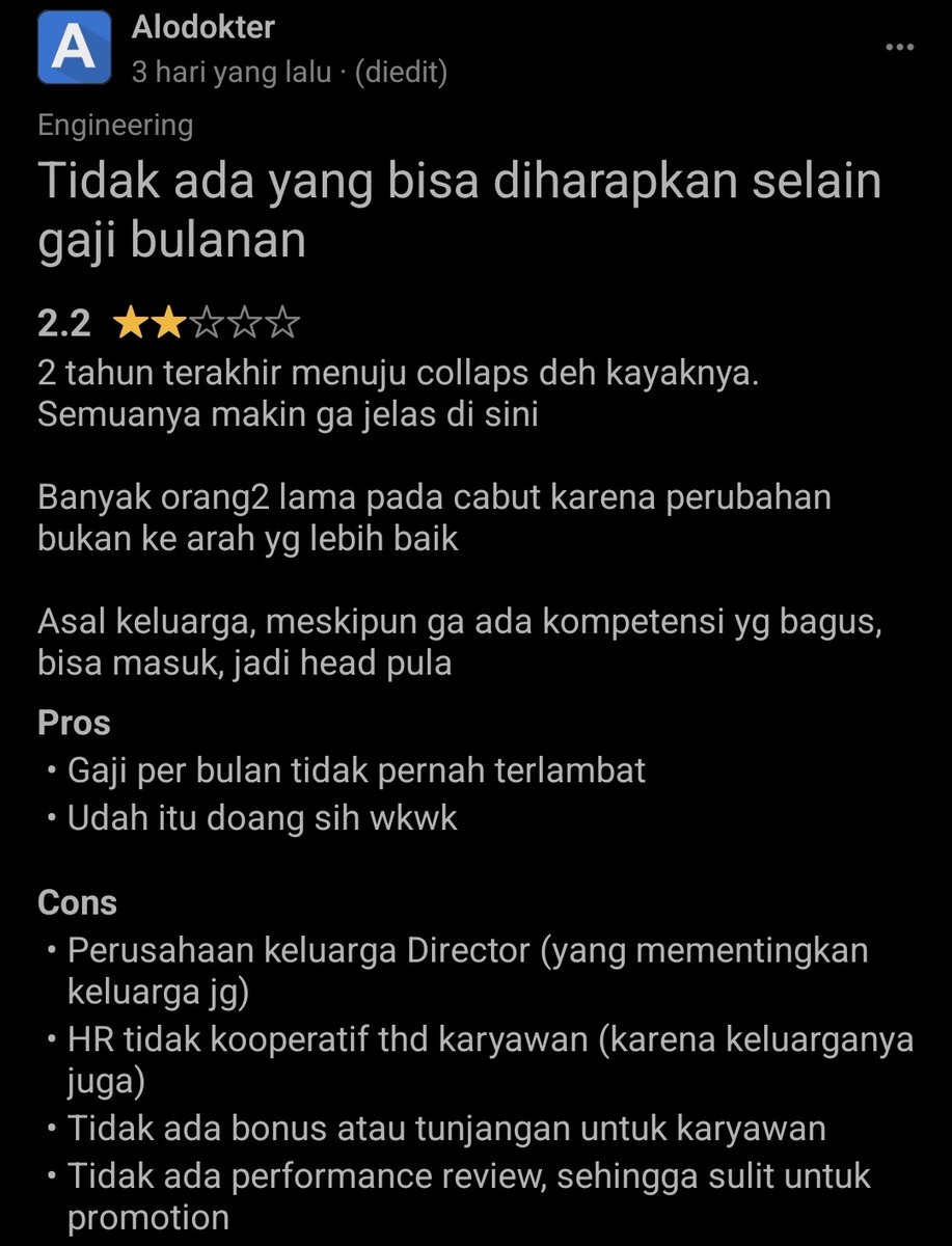 FomoIndonesia's tweet photo. work at Alodokter 

https://t.co/g3PnbJThib https://t.co/zStUox6lXS