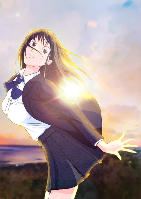 日曜日は増量『夕陽の八丈島』(描きかけ)色々と気になるんですが再投下wいずれ完成させます。#絵描きさん交流会 #絵描きさんフォロバ100 #Amazingart #art_community 
