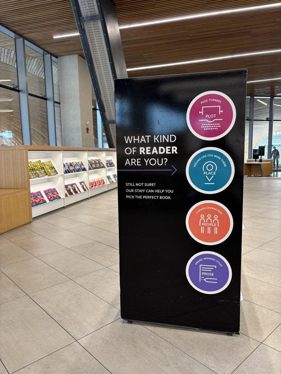 sarahamber's tweet photo. I must explore the nearest public library when I enter a new city. And the @calgarylibrary is incredible. The coolest part? Despite having a technology outage (no internet), the building was full of people. It is so clearly a community treasure for all ages. #publiclibrariesrock https://t.co/xWVmN1HfeQ