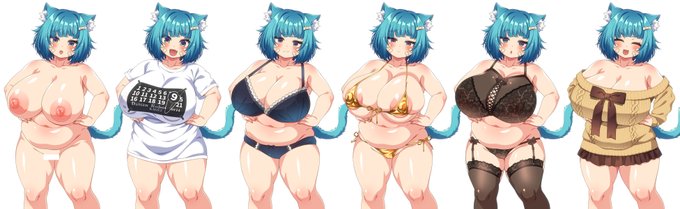 今回のCG集で作った立ち絵差分まとめ 本編では使わなかったけど全裸もあるよ^^どの立ち絵が好きですか?