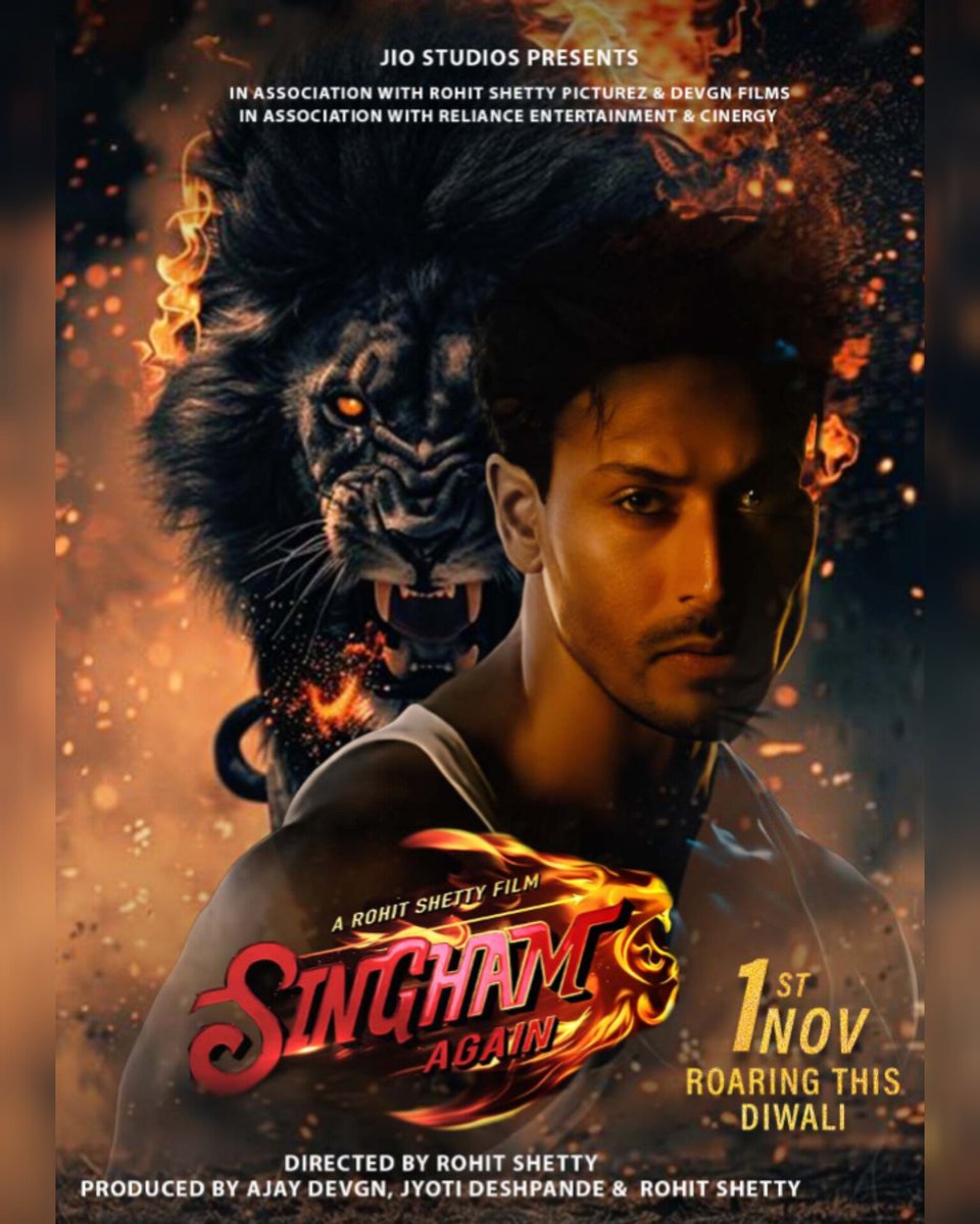 ChandaDivyam's tweet photo. Acp Satya is coming for you 🔥🔥
Film poster final edit.

#TigerShroff #singhamagain #DanceStar #police #rohitshetty #FitnessInspiration #ActionHero #CelebrityUpdates #MovieStar #FilmIndustry #InspiringJourney #TigerFanClub #socialmediastrategy https://t.co/E3ZsUItyhd