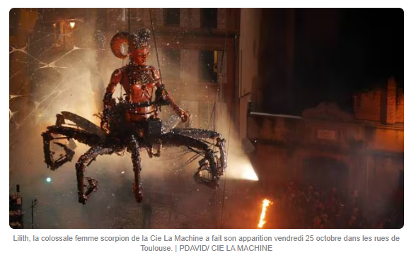 Guy_Fawkes_News's tweet photo. Ce weekend la ville de Toulouse organise dans ses rues un show satanique ou Lilith, gardienne des ténèbres libérée par Hadès, maître du royaume des morts, va "tenter d’ouvrir la voie vers les enfers" et "arpente le monde pour essayer de récupérer des âmes damnées". Honte de rien! https://t.co/m0UVKWfhtS