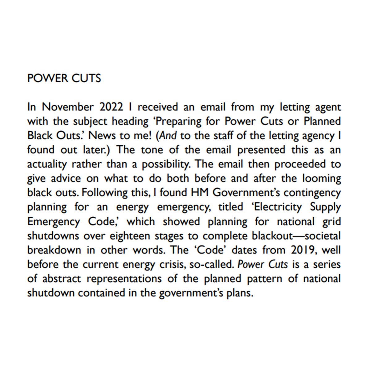 zimZalla's tweet image. Out now on zimzalla as the clocks go back: Power Cuts by @impcommands. A series of abstract representations of an impending energy emergency in the style of an information brochure. A4, coil bound, laminated cover. More at zimzalla.co.uk/065-nicky-melv……