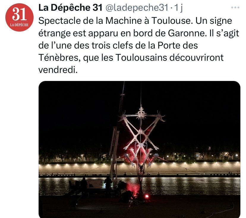 Guy_Fawkes_News's tweet photo. Ce weekend la ville de Toulouse organise dans ses rues un show satanique ou Lilith, gardienne des ténèbres libérée par Hadès, maître du royaume des morts, va "tenter d’ouvrir la voie vers les enfers" et "arpente le monde pour essayer de récupérer des âmes damnées". Honte de rien! https://t.co/m0UVKWfhtS