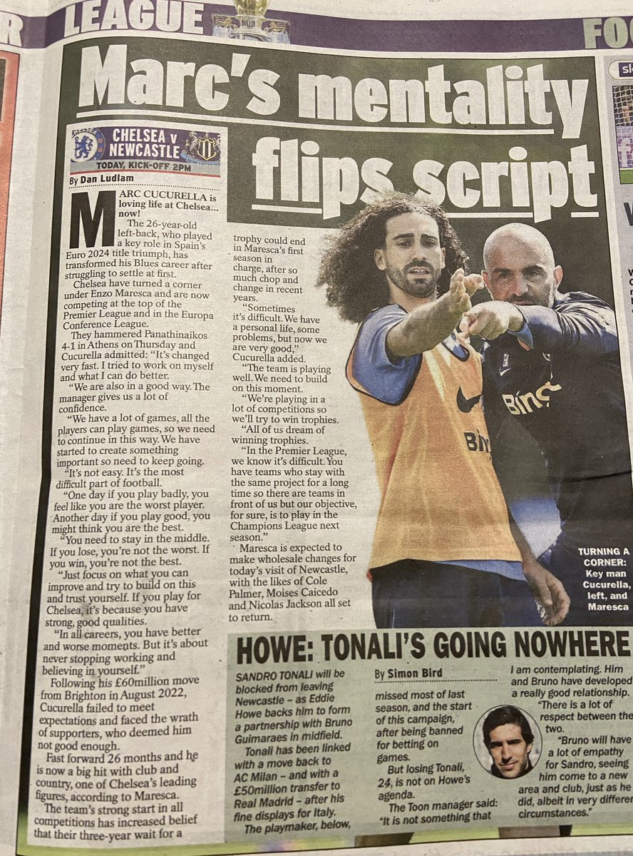 Danny_Luds's tweet photo. Spoke with Marc Cucurella in Athens with the @ChelseaFC defender thriving under Enzo Maresca and targeting trophies &amp; a place in next season’s Champions League 👇

@DExpress_Sport https://t.co/gw6YYi76EG