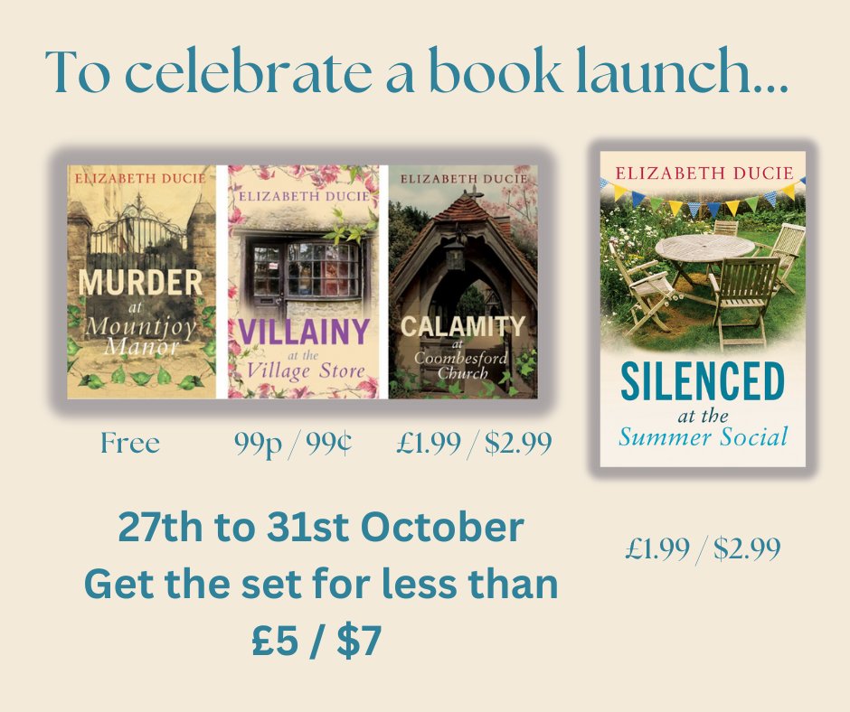 Cozy #4 launches on Friday. If you're new to the series, now's your chance to grab all four at a bargain price: geni.us/CoombesfordChr…
#cosycrime #cosycrimeofinstagram #cosycrimebooks #cosycrimeseries #cozycrime #cozycrimemystery #cozycrimebooks #cozycrimereads #cozycrimereaders