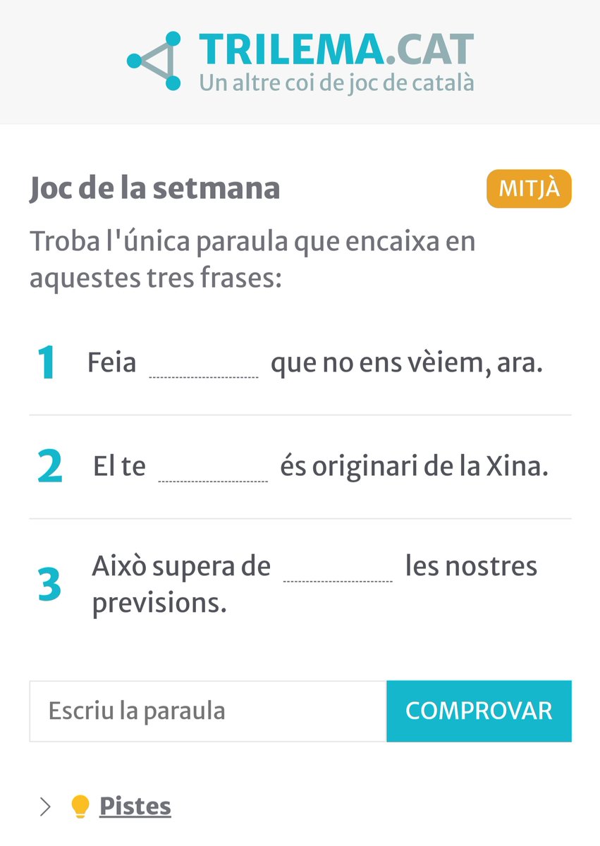 trilema_cat's tweet photo. Ja és aquí el trilema del 27 d'octubre! 🥳🥳🥳

👉🏼 https://t.co/tK76jY3vHH

#joc #llengua #català #catalan https://t.co/qVORsoATKv