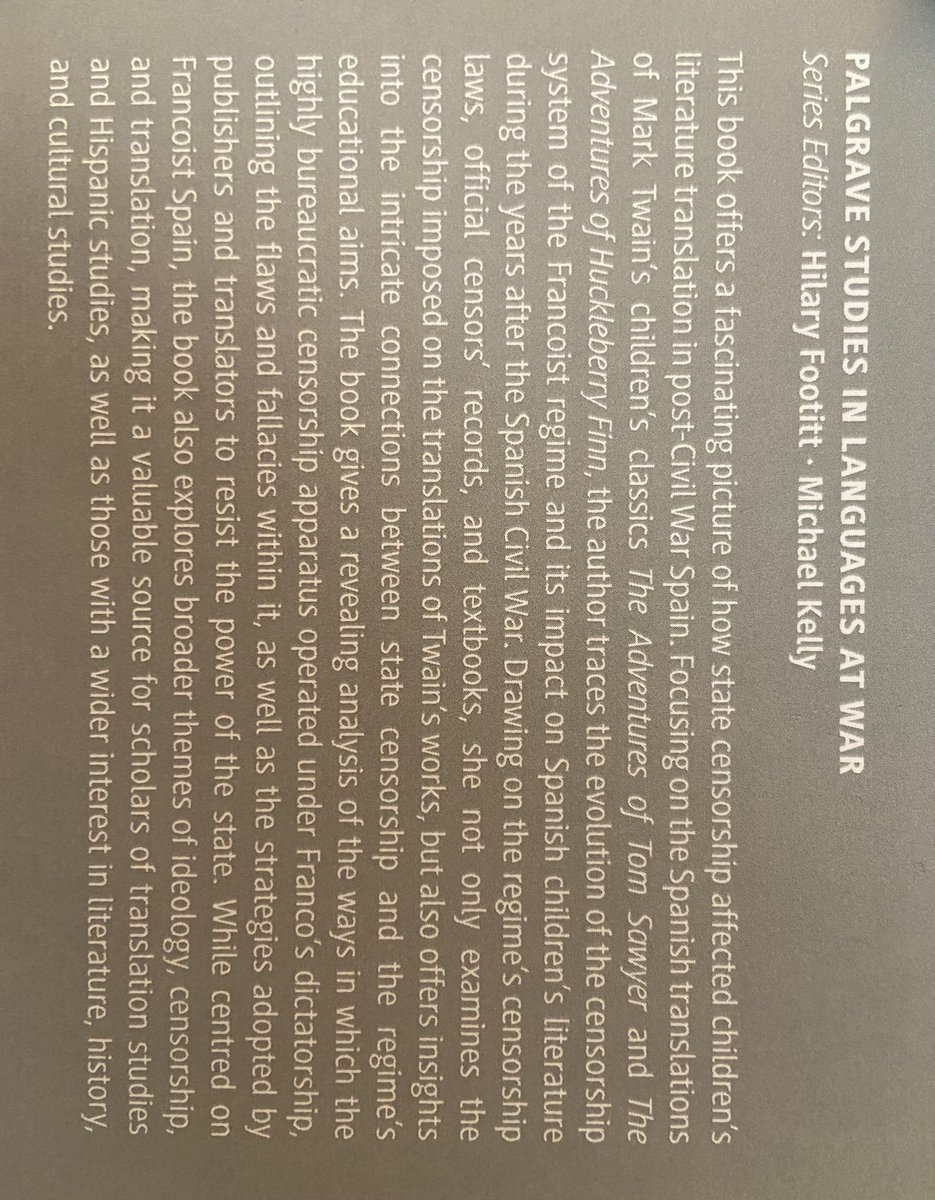 I am so pleased to publish my first book with Palgrave Macmillan. If you are interested in book censorship and the recent history of Spain, please check out my new book, Censorship and Ideology: The Translation of Children’s Literature in Post-Civil War Spain.