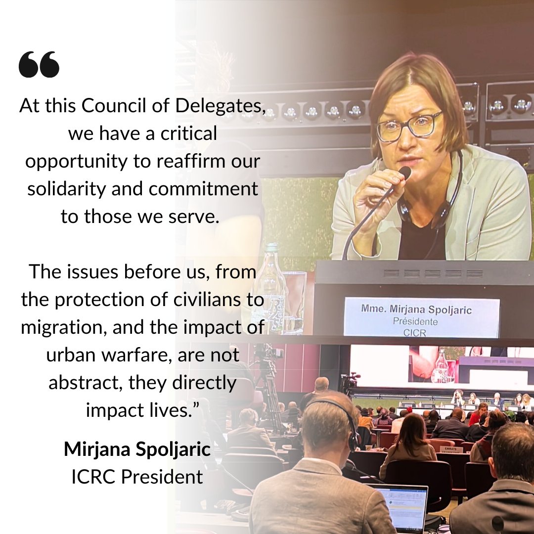 The Council of Delegates of the International Red Cross &amp; Red Crescent Movement brings together 191 National Societies, ICRC, &amp; <a href="/ifrc/">IFRC</a> to discuss humanitarian issues affecting people impacted by crises 🌎.

Today, we started the first of 2 days of discussions. ICRC President 👇🏽
