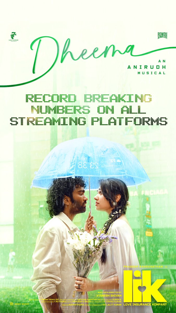 SonyMusicSouth's tweet photo. Because #Dheema is in everyone's hearts! ❤️
➡️ https://t.co/57UiFZ4fNL
@anirudhofficial @VigneshShivN
@pradeeponelife @IamKrithiShetty
@iam_SJSuryah @Rowdy_Pictures
@7screenstudio
#LIKonSonyMusic #LIKFirstSingle #LIK https://t.co/eRgMgABq7R