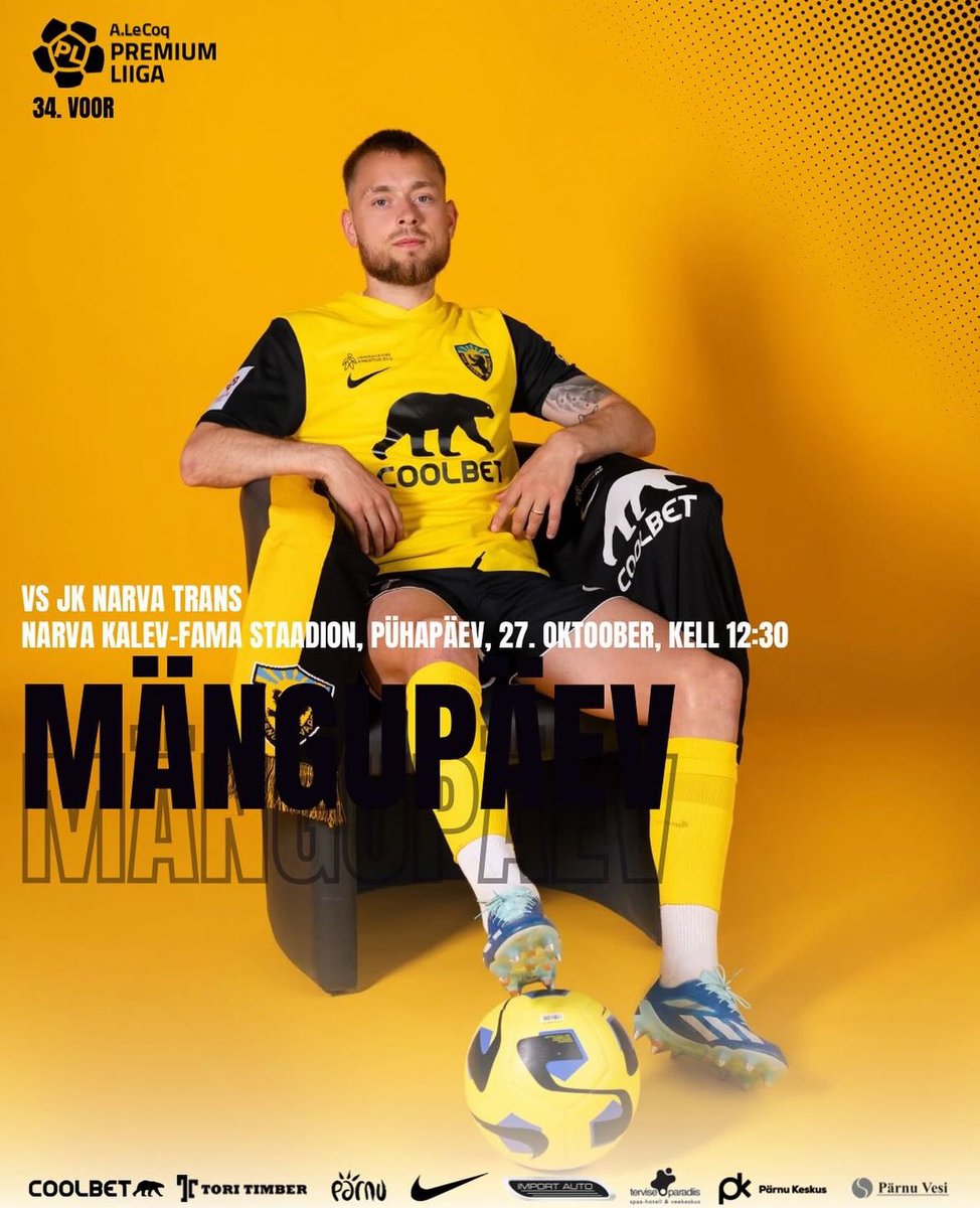 GAMEDAY!⚽️

After a long journey, today we meet JK Narva Trans at the border town. Let's hope to bring the points to the
Bear Den!💪🐻

#pärnupärast💛