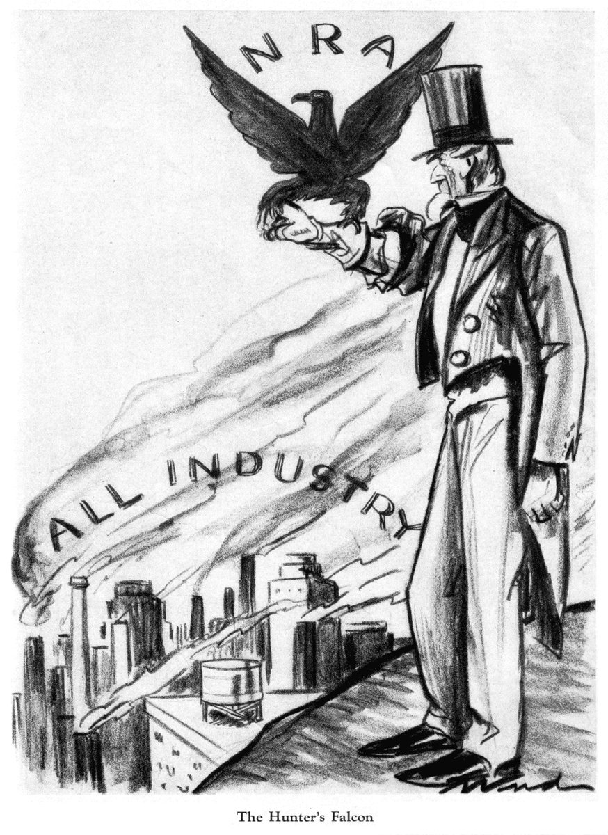 LRonLacy's tweet photo. In #OCTOBER 1933
#TheNewDeal in #cartoons
‘The Hunter's Falcon’
Cartoon by #CliveWeed (1884–1936)
Life, October 1933
#FDR unleashes the #NRA ‘Blue Eagle’ to curb the excesses of industry (‘cut-throat competition’ leading to overproduction, ‘starvation wages’, and child labor) https://t.co/KE1Onz0ZYM