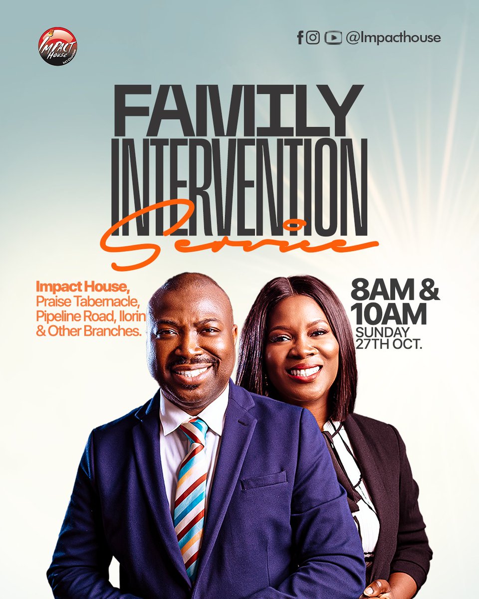 ImpactHousehq's tweet photo. Worship and Breakthrough!
Join us this morning for Family Intervention Service at Praise Tabernacle,Plot 24, Pipeline road, Ilorin.
You can also join us on Facebook or YouTube: @ImpacthouseTv
We appreciate You!
#FamilyInterventionService
#WondersWithoutNumbers
#ImpactHouse https://t.co/ndXcH8RZ92