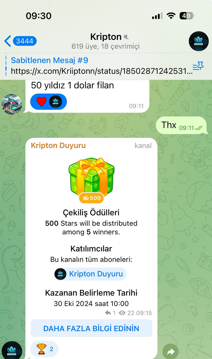 #Giveaway 

Telegram kanalında çekilişimiz başladı.

Our raffle has started on the Telegram channel

t.me/kkriptonnduyur…

#btc #memefi #bitcoin #grass