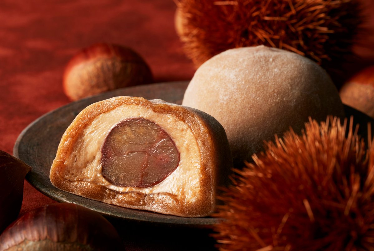 一粒栗大福マロンクリーム入り🌰 やわらかな食感の雪平生地の中に