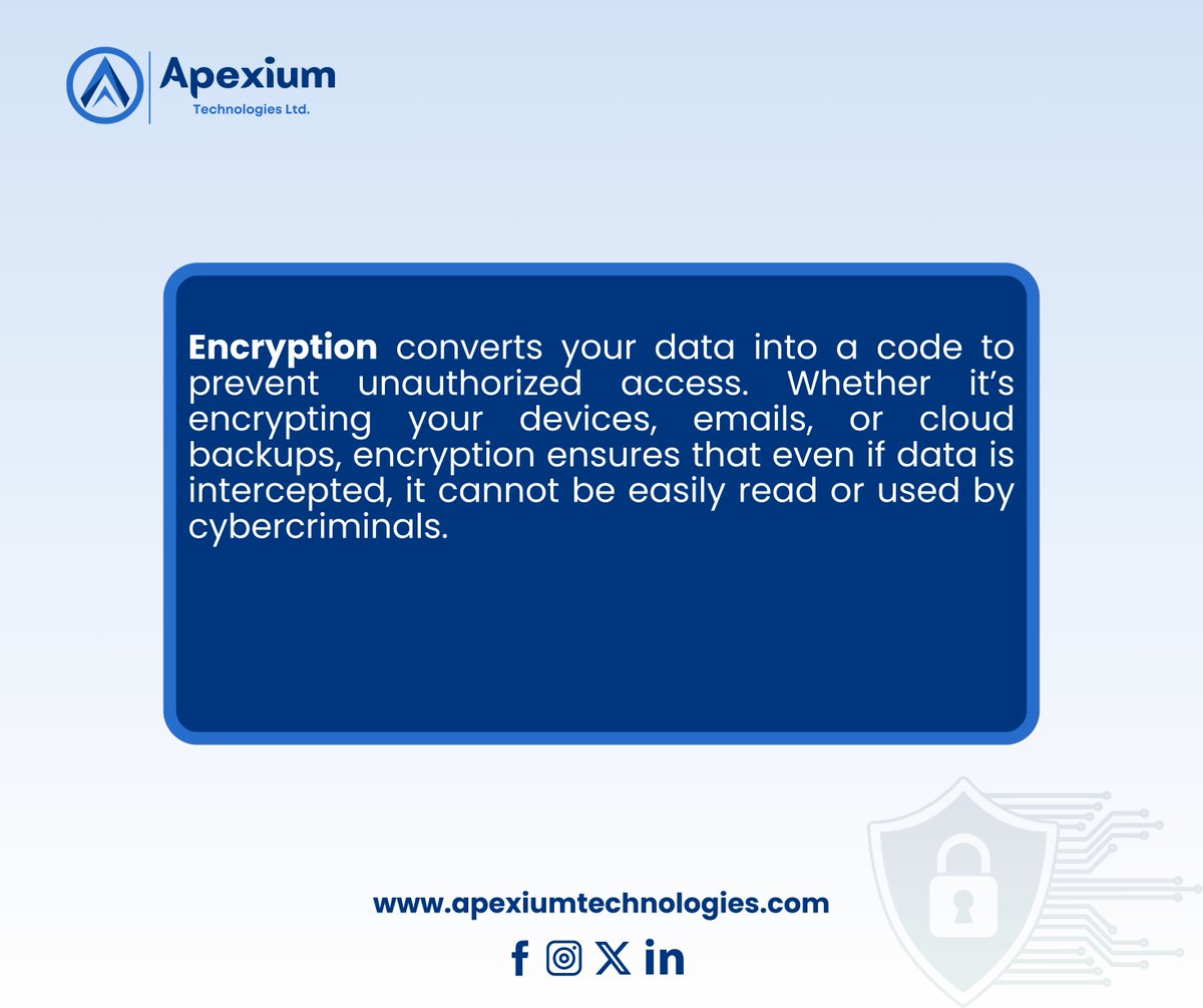 ApexiumTechLtd's tweet image. Encryption is your data’s bodyguard—keep your information secure with it! 🛡️🔐
#EncryptionMatters #SecureYourData #ProtectYourPrivacy #CyberSecurityTips #DataEncryption