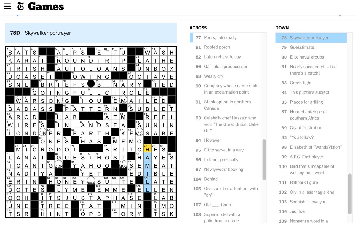Hey, <a href="/MarkHamill/">Mark Hamill</a>! You can add this Sunday to the all the times you've been included in the NYT Crossword! Have you kept count?