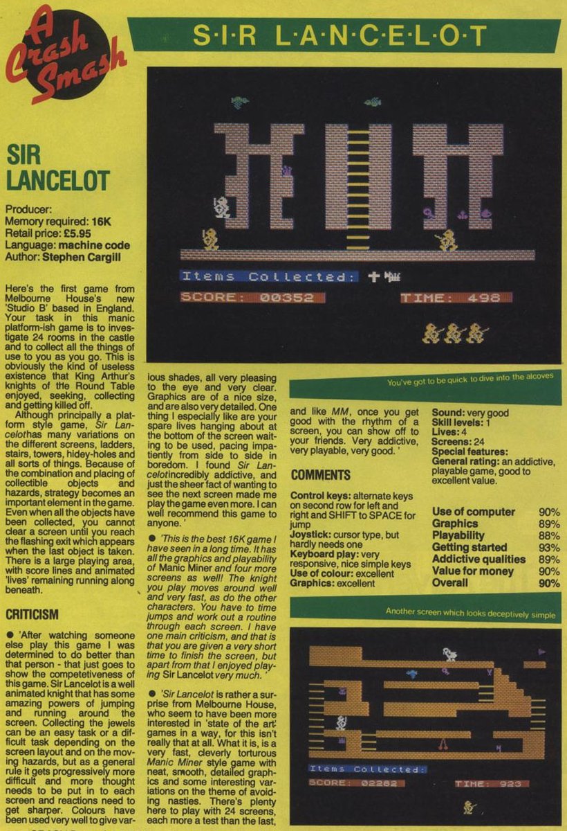 #GameoftheDay #1395

Sir Lancelot (Melbourne House) - Spectrum

Crash issue 11: 90% - Crash Smash