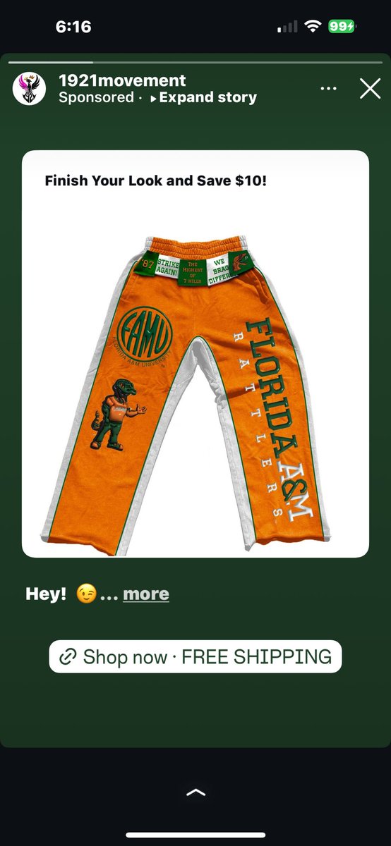 LibraAbsolut's tweet photo. 😩 I want these #FAMU 🍊🐍 sweatpants so damn bad!!!! They cost $125 tho 😭 @1921movement #Rattlers might have to treat myself ℹ guess ! Joints VICIOUS!!!!! #HBCU #MyHBCU #COLAC #FAMUly … I know I can STRIKE on em w/ these !!!! #fashion #Mensfashion #couture 😜 #ForTheCulture https://t.co/pa9lfngQP7