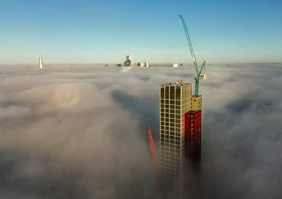 Amazing picture taken above Canada Water in the fog 
(Not my photo - seen on Facebook, taken by Peter Leon)