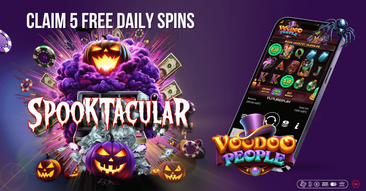 FuturePlay_com's tweet photo. 🎰 Next Spooktacular Slot of the Day: Voodoo People by Bgaming! 🧙♂️
Join the fang-tastic fun and snag 5 FREE SPINS on us! 🍬
⏳ Free spins will be awarded tomorrow, so make sure you play today!
https://t.co/idx5PI4Ji0
#FuturePlay #Halloween #Slots #bonuscode