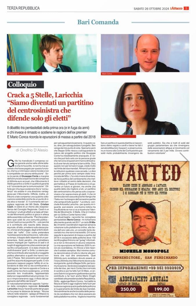 Per i 5 stelle la poltrona è tutto, manco fosse la Frau. Un mio pensiero sulla querelle Conte-Grillo. Buona domenica