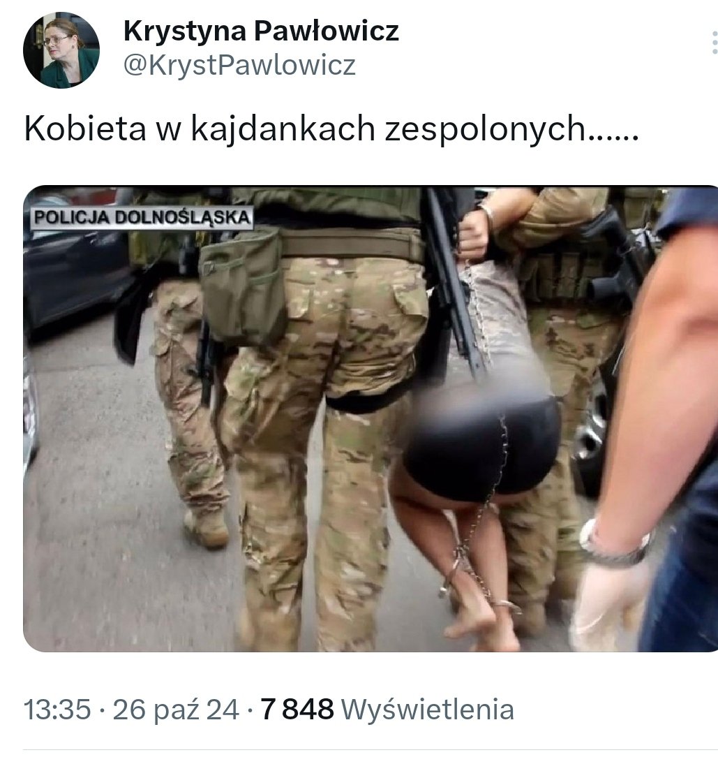 Tak właśnie uprawia dezinformację, trolling, kłamstwo... sędzia Trybunału Przyłębskiej, niejaka K. Pawłowicz 👇
Pod wpisem hejt na dzisiejszą prokuraturę bo pani Krystyna oczywiście zapomniała napisać, że to zdjęcie faceta z 2019r.  podejrzanego o zabójstwo 10 letniej dziewczynki