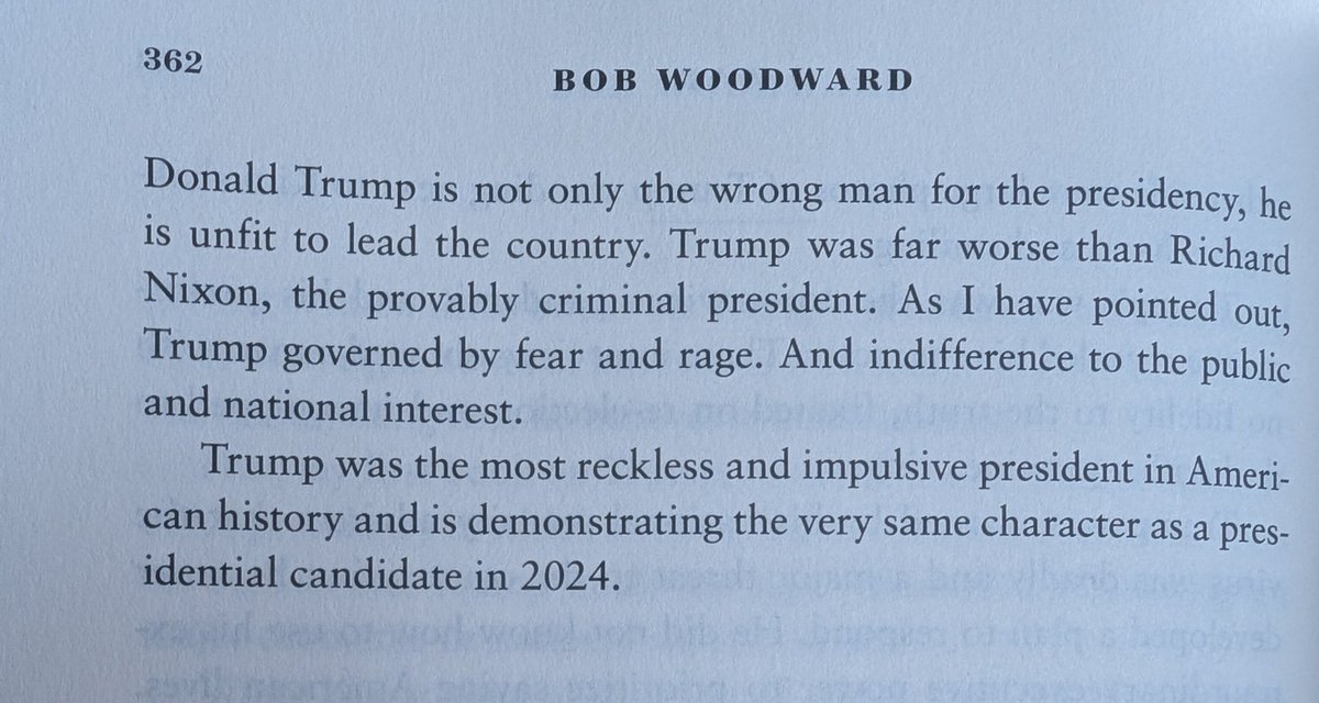 stevewalz's tweet photo. Bob Woodward is the greatest investigative reporter ever. Straight as an arrow.  He has written three books on Trump's first presidency and spent countless hours researching and reporting.  Here is his summary: https://t.co/R7uBggsKUl