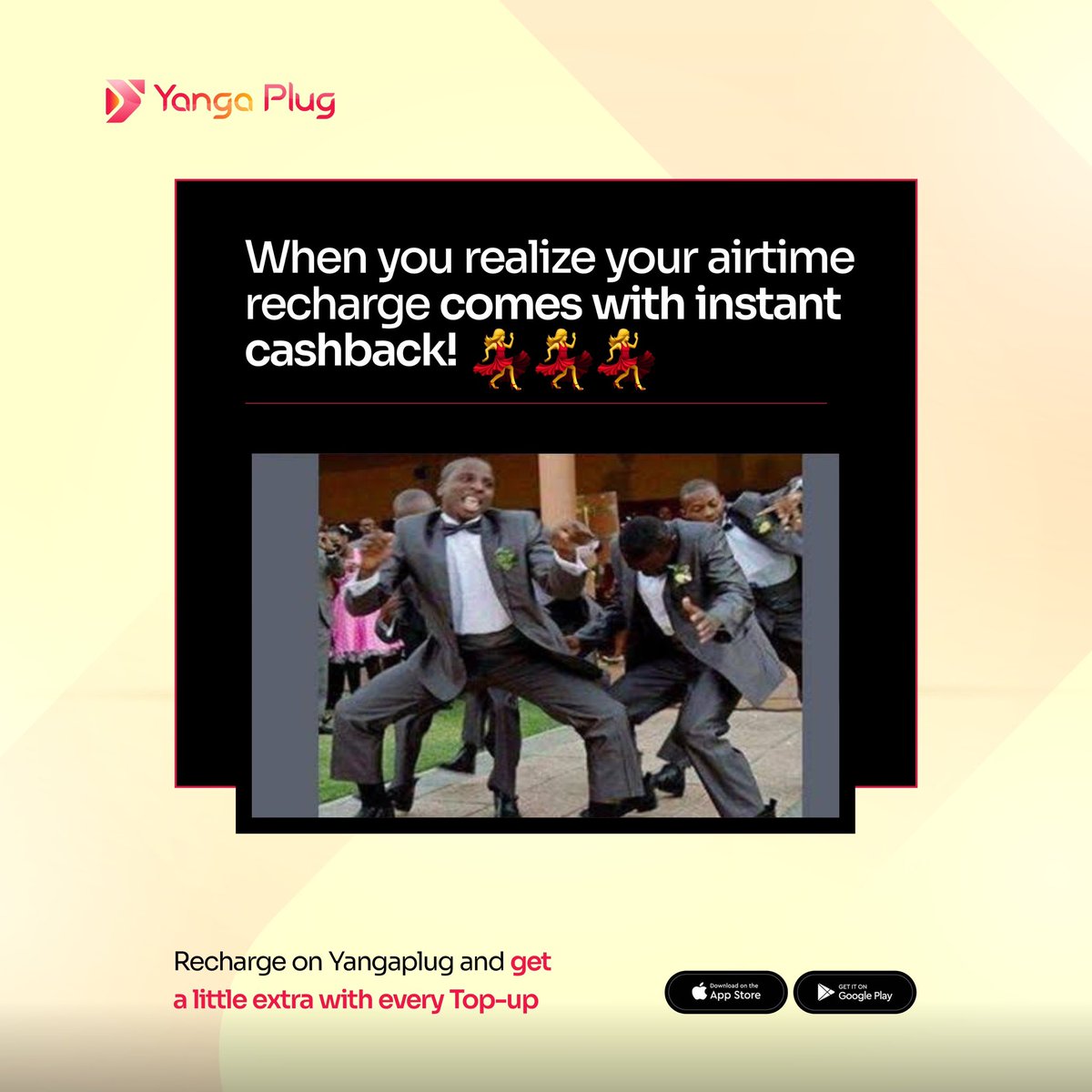 yangaplug's tweet image. When your airtime recharge gives you instant cash back! 🎉💃 

You Talk more, and spend less

Download the Yangaplug app and sign up to enjoy up to 6% cashback on your top-up 

#Yangaplug #stayconnected 
#airtime #cashback