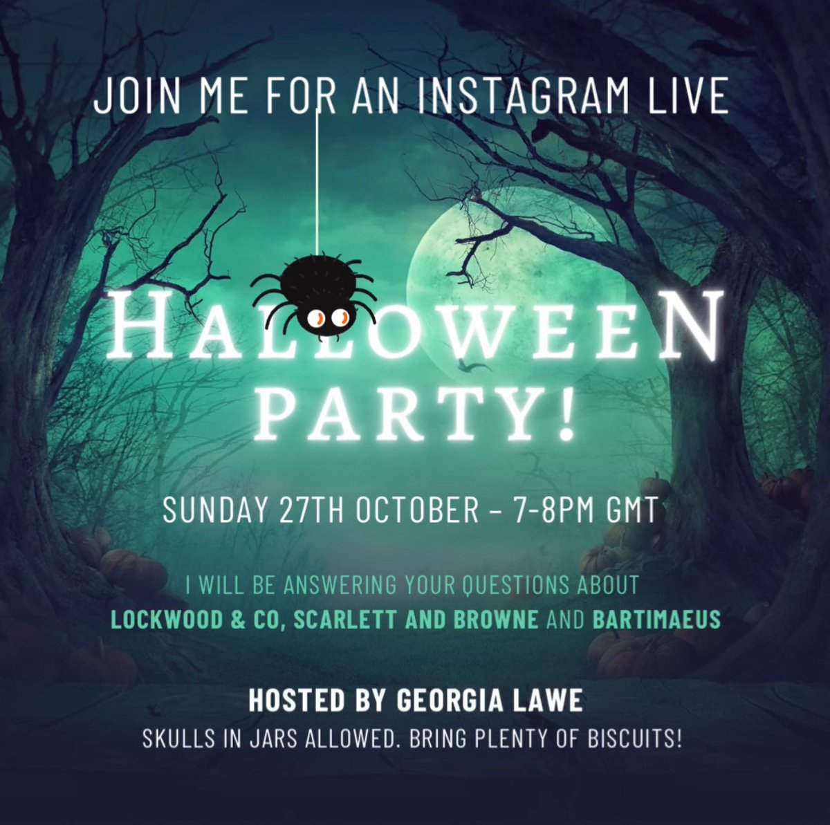DON’T FORGET! Join us later today - if you dare! ⚔️🎃⚔️

#LockwoodandCo
#Bartimaeus #ScarlettandBrowne ⁦<a href="/GeorgiaLawePR/">Georgia Lawe</a>⁩ ⁦<a href="/GeorginaStroud1/">Georgina Stroud</a>⁩
