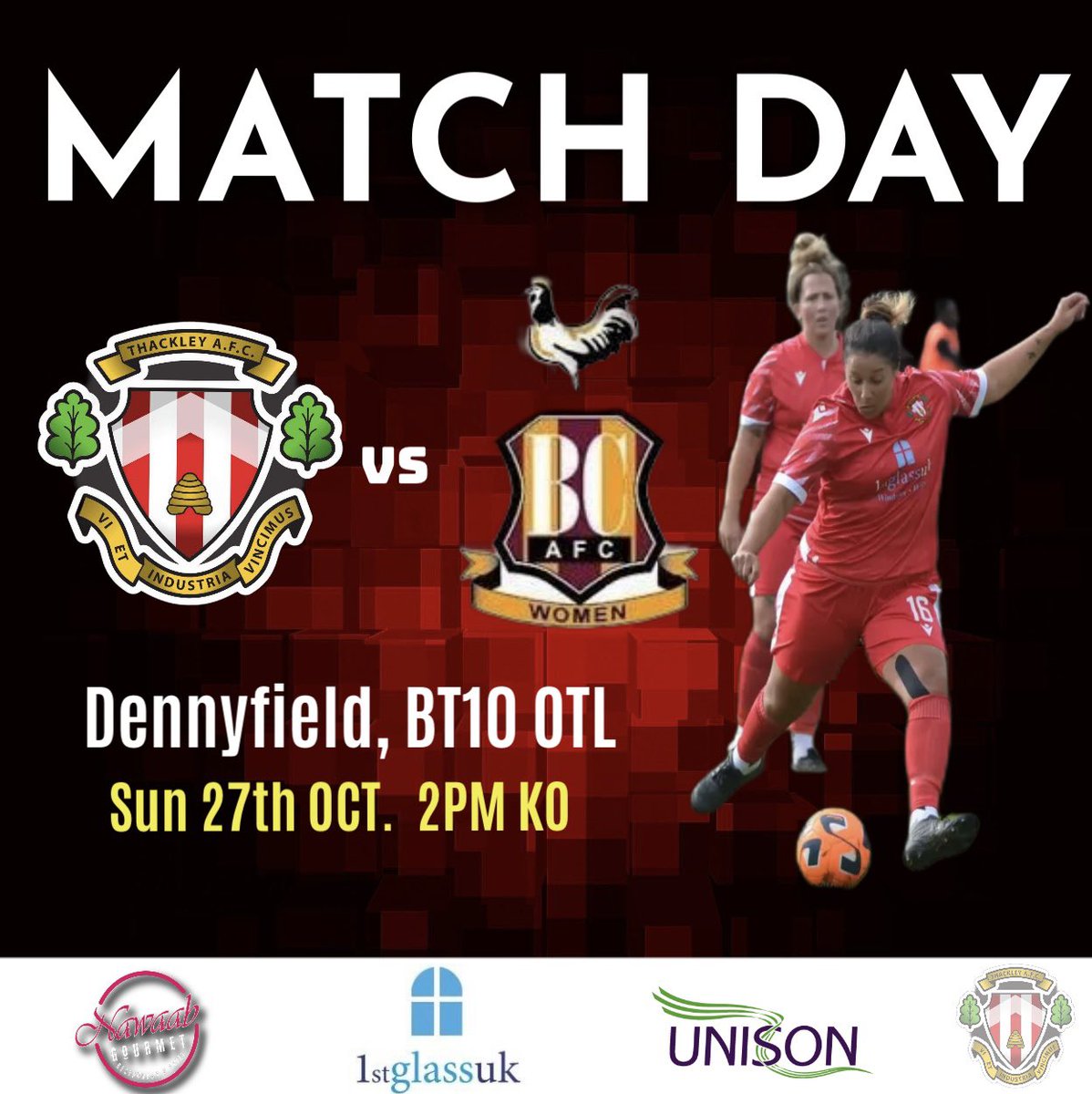 ThackleyWomen's tweet photo. 🔴⚪️ GAME DAY ⚪️🔴
We’re back in action today as we welcome Bradford City Under 23’s for a league match ⚽️
Grab your coat and cheer us on 🙌🏻🙌🏻
🗓️ TODAY 27/10/24
🕰️ 2PM KO
📍Dennyfield, BD10 0TL
#homedays #leaguematch #ThackleyAFCLadies https://t.co/5sXYKXXDQq
