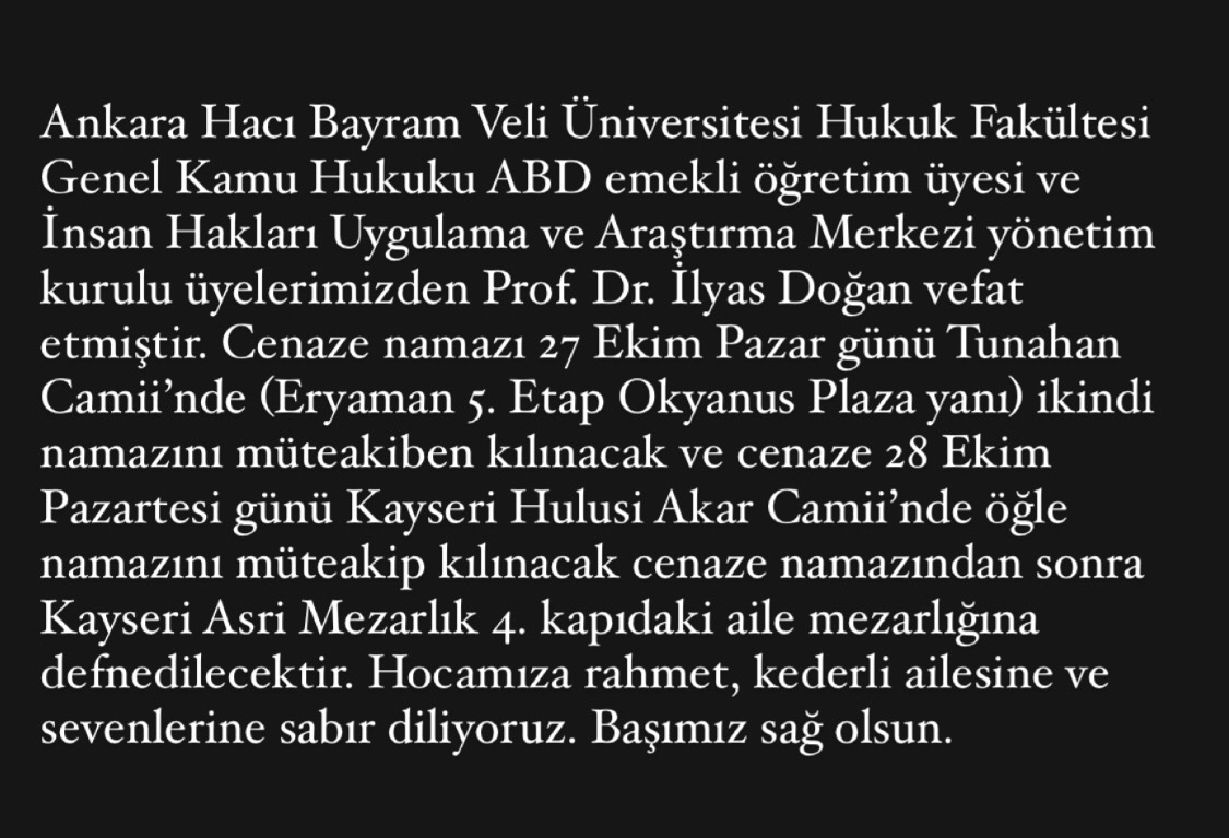 Prof. Dr. İlyas Doğan hocamızı kaybettik, çok üzgünüz. Hocamıza rahmet, ailesine ve sevenlerine sabır diliyoruz. Başımız sağ olsun.