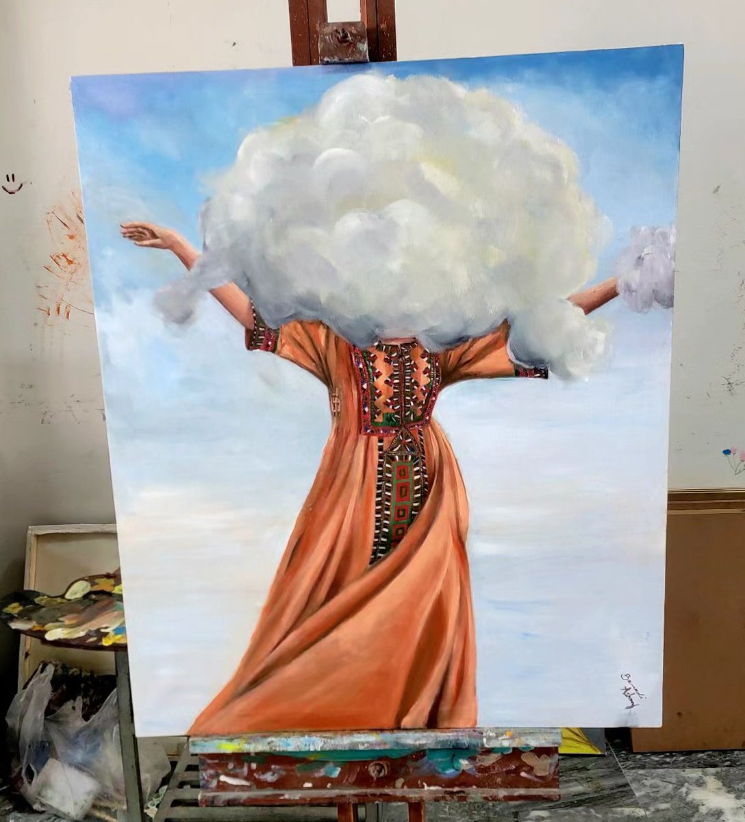BanadiAshraf's tweet photo. Oil on canvas
Size: 30x36 
Happiness

A whimsical dance of colors and movement, 'Happiness' embodies the euphoric feeling of letting go."
#Balochistan #بلوچستان #balochidoch #balochculture #oilpainting #oiloncanvas #paintings #painting #conceptart #conceptualpainting https://t.co/7GxY1Oops6