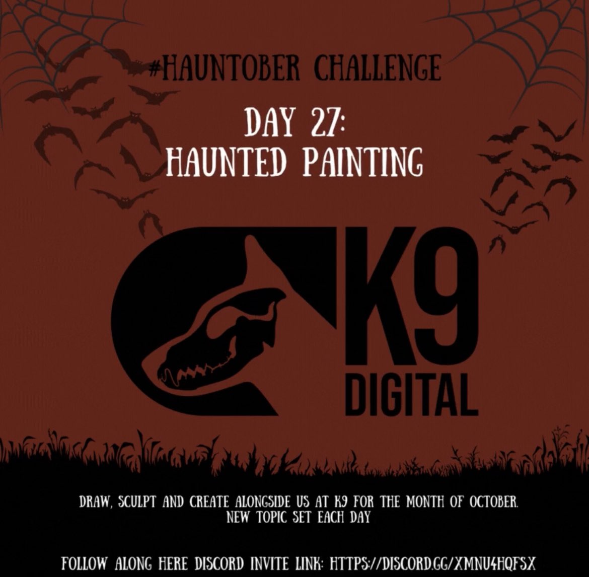DAY 27: HAUNTED PAINTING

Come and join us on our Discord K9 Workshops to follow along the channel. We are drawing, sculpting and creating a new topic each day.

discord.gg/XmNu4HQFSx

#characterartists #outsourcing#Hauntoberchallenge24 #painting