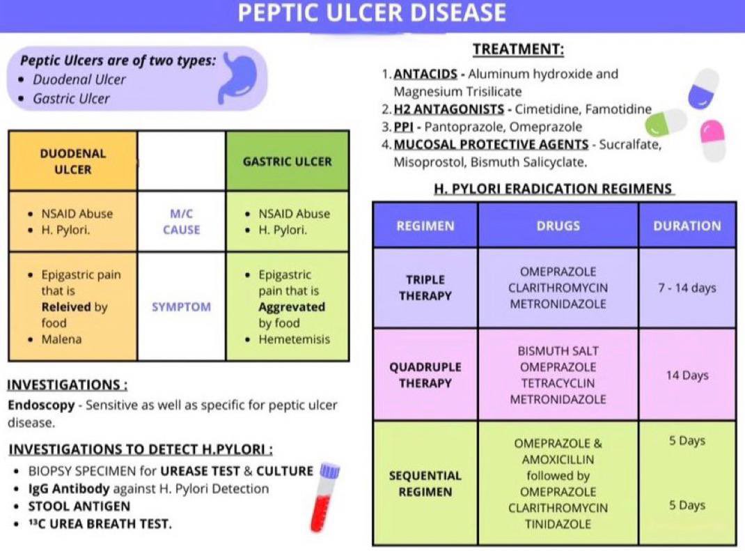 DrMedica_13's tweet photo. 💊Peptic Ulcer Disease (PUD)

#Disease #Gestro ##MedEd https://t.co/9WGa8G87he