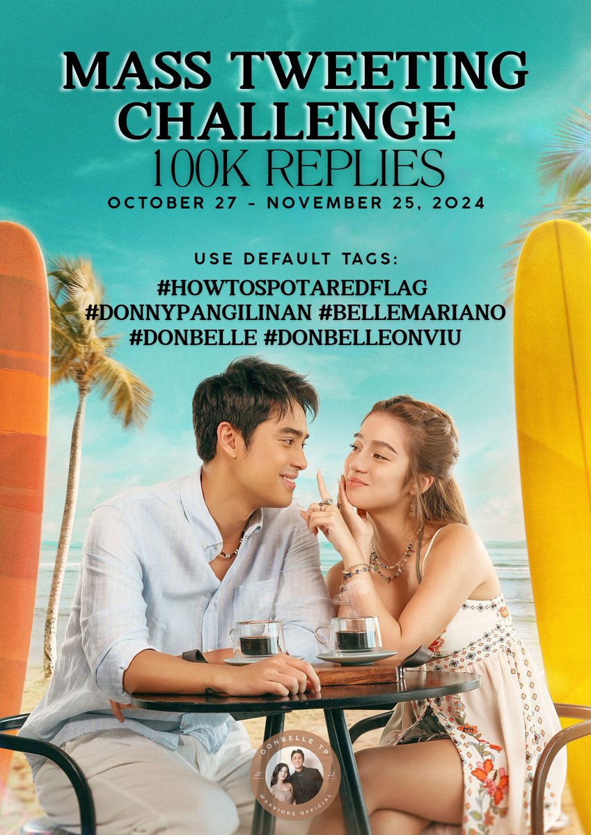 dbtpwarriorsOFC's tweet image. 🚩MASS TWEETING CHALLENGE #1

Calling the attention of all TP Warriors 🙌🤎. We our encouraging everyone to drop 100K Replies!! 

📍Replies as much as you can ‼️‼️ 
📍GOAL : 100K (5K per Bubbly) 
📍Duration : Oct. 27- Nov. 25, 2024