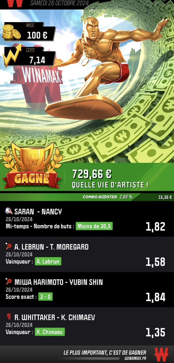 Magic__Bet's tweet image. Cette nuit, on a bien encaissé🪄Je vous ouvre un canal Telegram go go go !! #Winamax #bet #parissportif