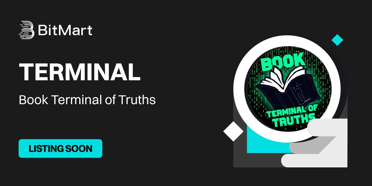 BitMartExchange's tweet photo. 🌟 Upcoming New Listing 🌟

🤩 #BitMart will list TERMINAL @Book_Terminal soon!

Keep an eye on our socials for further announcements.

Share in the comments what you like about this project 👇

#TERMINALBitMartListing #BookTerminalofTruths https://t.co/1KJRWbLoMT