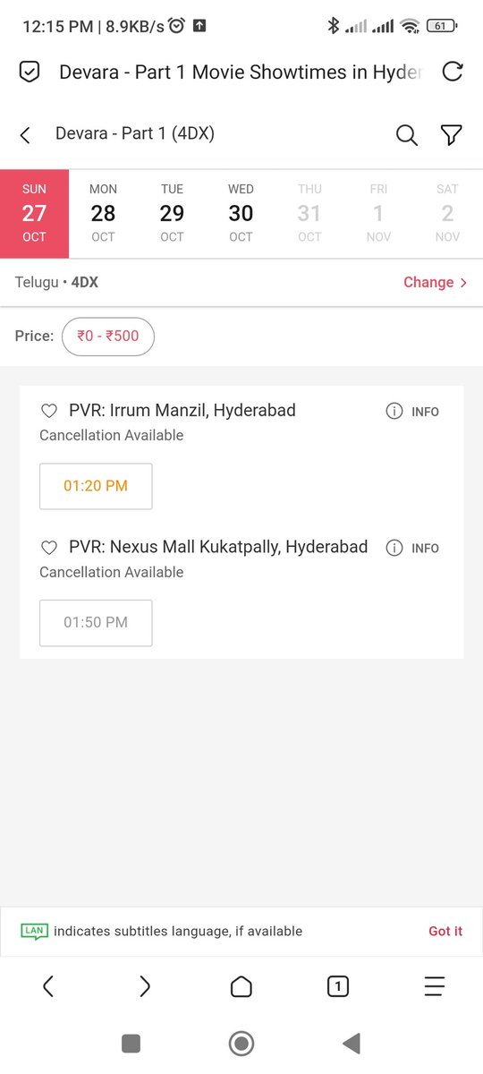 Krish86303636's tweet photo. Day 31 

Hyderabad, 4DX 🔥🔥

2/2 House Full 🔥🔥

#DevaraJatara  #Devara #devaranizam #DevaraStorm 
#BlockbusterDevara https://t.co/yX8bayCuis