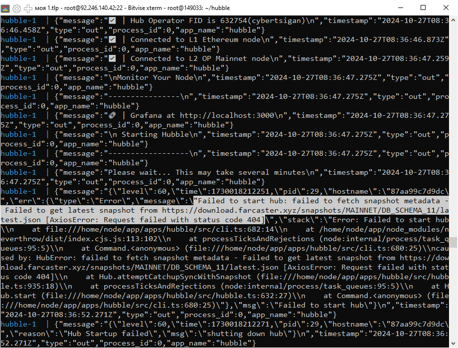 CyberTsigan's tweet photo. @farcaster_xyz @dwr 
i have this trouble
whats happened with node updates?
also i cant see latest.json in the origin repo https://t.co/2aGzjLfL1e