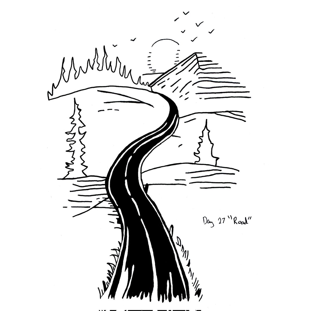 Mr_Brinks's tweet photo. Inktober 2024 - Day 27: "Road" https://t.co/7iHWiA6MBb