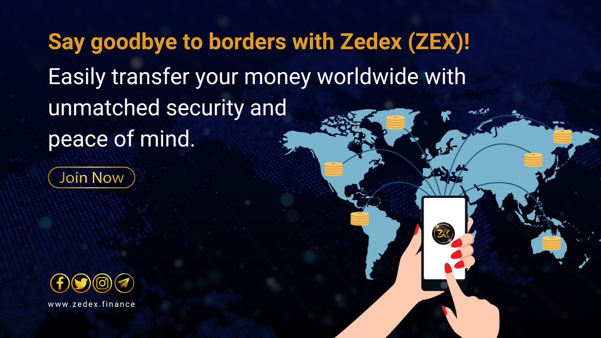zedex_ecosystem's tweet photo. π Say goodbye to borders with Zedex (ZEX)! Easily transfer your money worldwide with unmatched security and peace of mind.
#Zedex #GlobalFinance #ZEX #ZedexEcosystem #Airdrop #FreeAirdrop https://t.co/VqBg7vjNpc