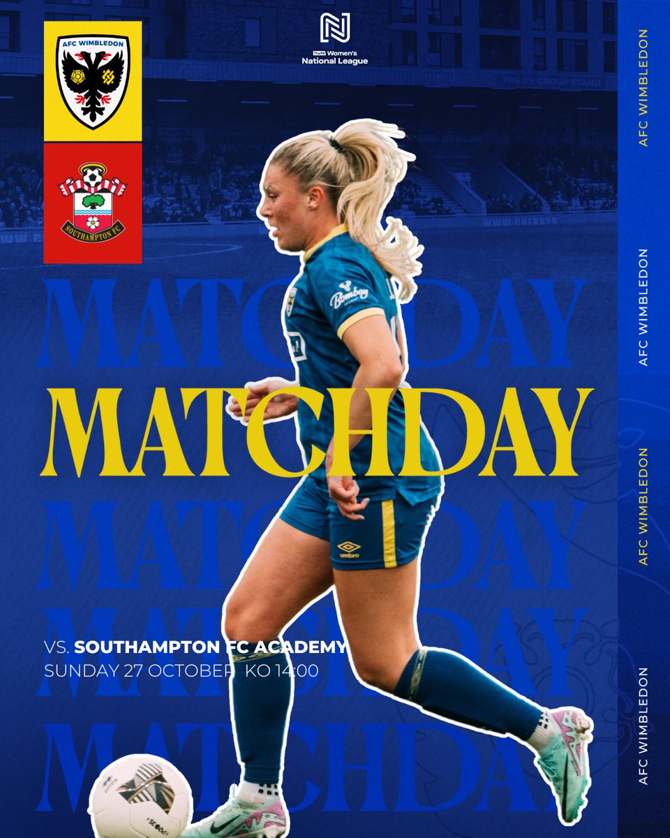 afcw_women's tweet photo. MATCHDAY! 💛💙

The sun is shining - it's a beautiful day to play football! ☀️⚽️

Join us at the Cherry Red Records Stadium today! 

#AFCW #AFCWWomen https://t.co/D4aADjQGae