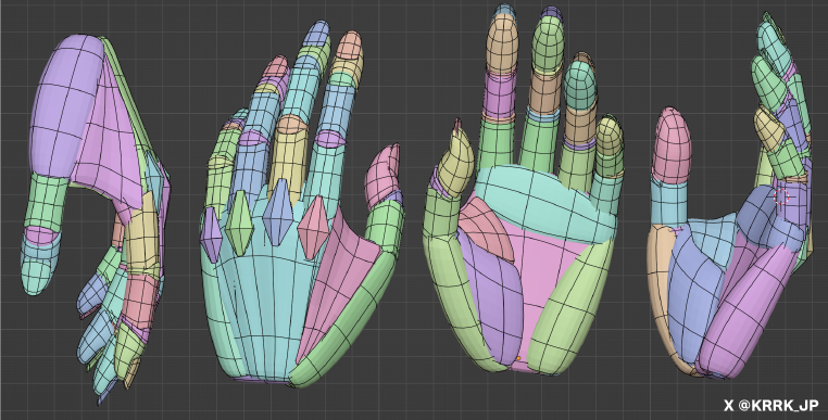 KRRK anatomy model 「手」 #Blender #3DCG #美術解剖学