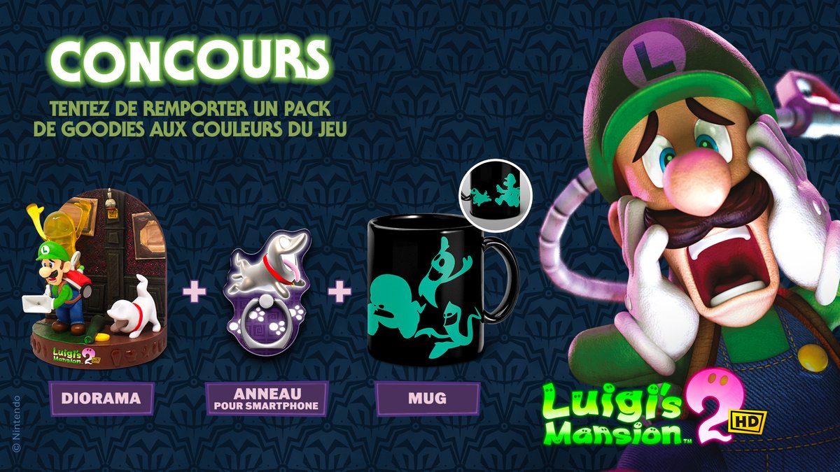 [CONCOURS🎁] Aujourd'hui, tentez de remporter un lot de goodies #LuigisMansion2HD !
Pour participer :
- RT ce post
- Commenter avec le #NintendoPGW

3 gagnants tirés au sort le 04/11.