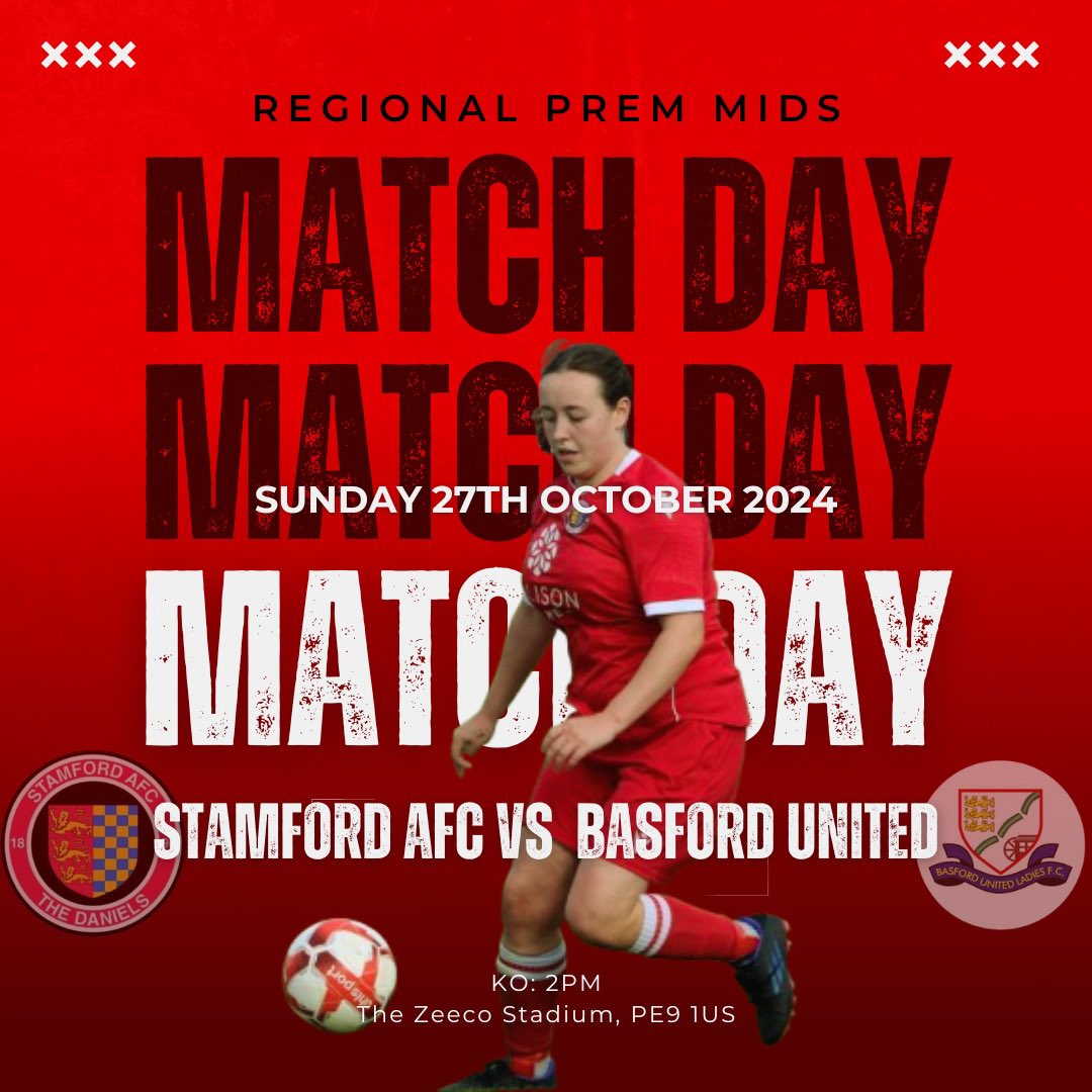 StamfordWomen's tweet photo. 𝑰𝑻’𝑺 𝑴𝑨𝑻𝑪𝑯𝑫𝑨𝒀! 🔴⚫️

🆚 @BasfordLadiesFC 
🗓️ Sunday 27th October 2024
⏱️ 14:00 KO 
📍 Zeeco Stadium, PE9 1US
🎟️ £3 adults | £1 concessions
🍔🍻 Food &amp; Drink Available 
🚗 Parking Available
📸 Photo Credit : @blphotos24 
Cash and card accepted around the ground! https://t.co/SODHWsoMq7