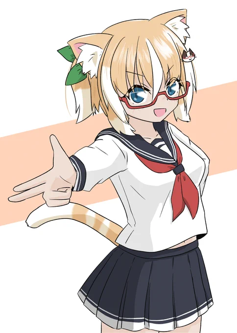 <狙い撃ちだぞー!バーン!<ぐはー<やられたー<…もっとちゃんとやられて?#創作 #オリキャラ#ネコとイヌとメガネっ娘 