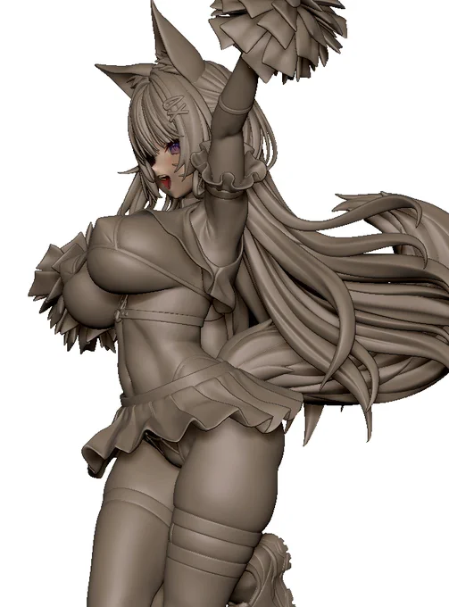 UW7で描かせていただいたチア狐さんがフィギュア化します。ものすんごいむちむちですごいです!楽しみ!※画像は監修中のものです 