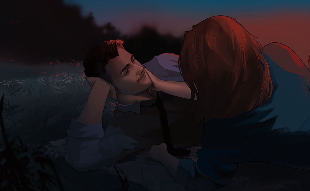 Weekend is ending!! This is a quick color harmony study. I love the mood! What if a few years after book events the problem's gone, they're enjoying sunset. He has that smile only for her #LockwoodandCo