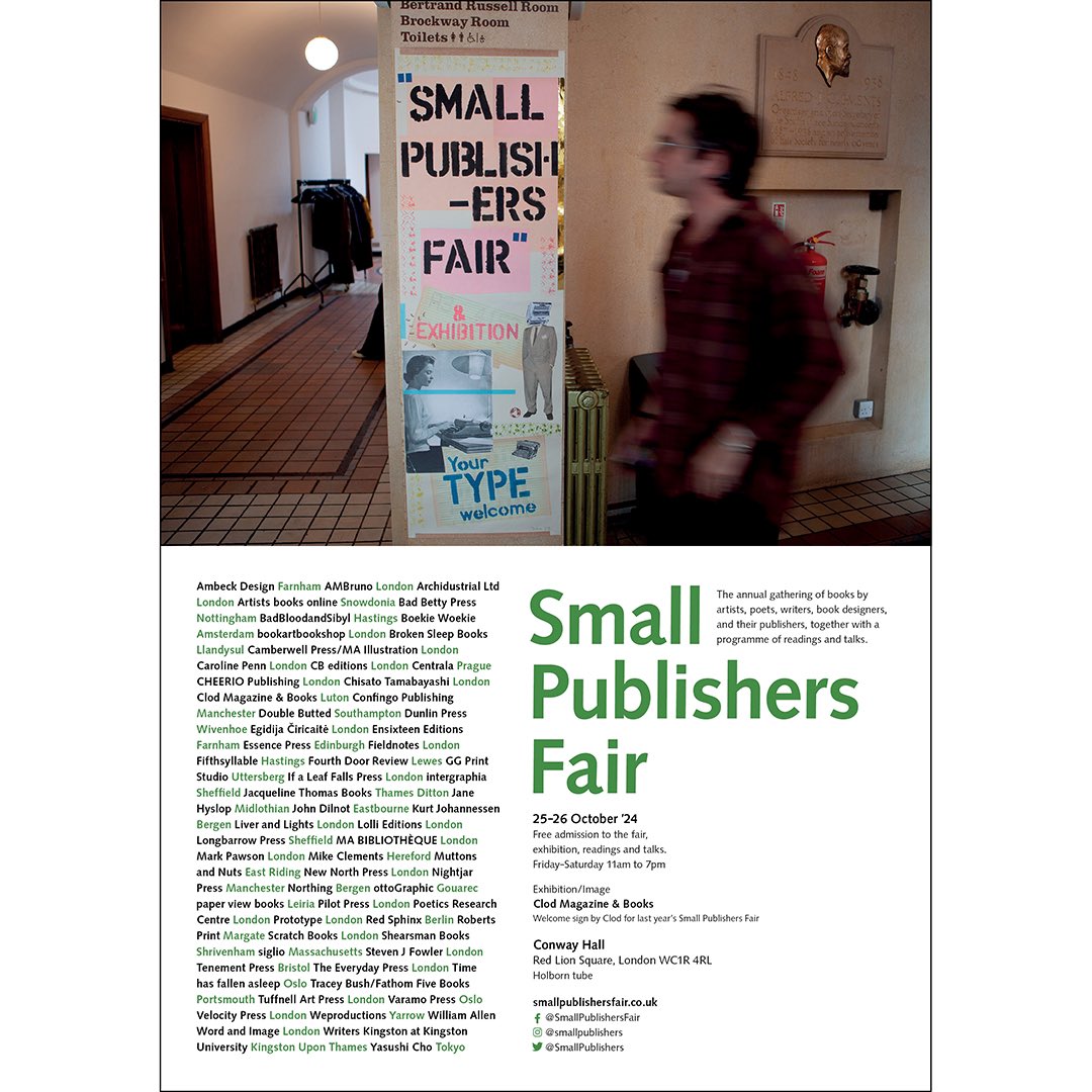 Julie Johnstone (@essencepress) on Twitter photo A big thank you to everyone who made the amazing gathering and happening that was the <a href="/SmallPublishers/">Small Publishers Fair</a> 2024, esp <a href="/tothefields/">Helen Mitchell</a> and all her team. Such a lot of planning, coordination & vision goes into the fair. So important for the small publishing community. Thank you! 🙏 💛 A big thank you to everyone who made the amazing gathering and happening that was the <a href="/SmallPublishers/">Small Publishers Fair</a> 2024, esp <a href="/tothefields/">Helen Mitchell</a> and all her team. Such a lot of planning, coordination & vision goes into the fair. So important for the small publishing community. Thank you! 🙏 💛